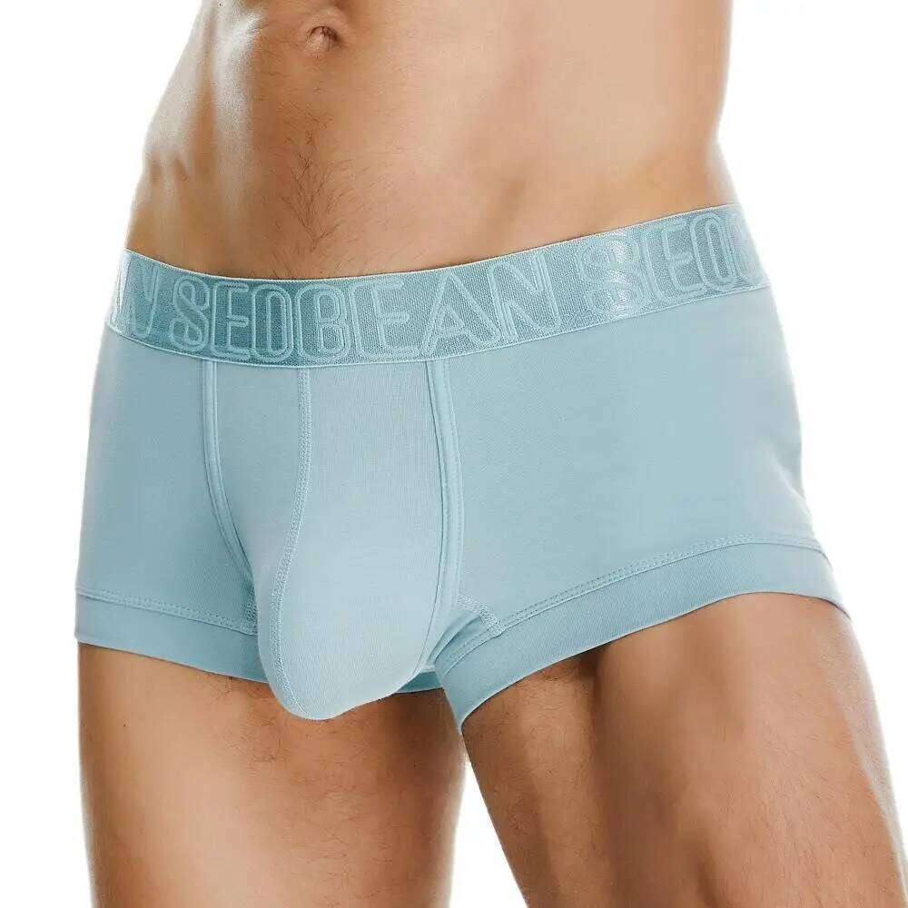 SEOBEAN Men's Breathable Cotton Boxer Shorts U-Convex Pouch Low-Waist Soft Stretch Underwear for Daily Casual & Intimate Wear Z260312