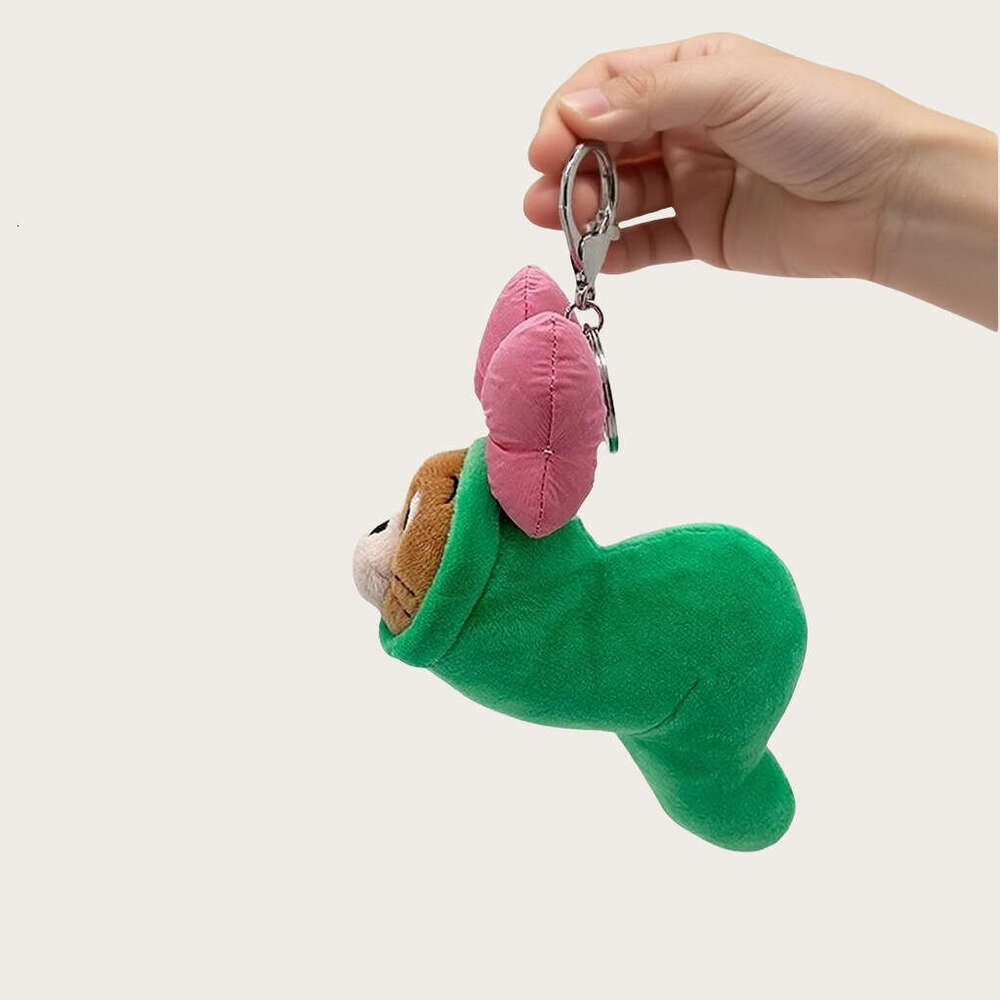 New caterpillar mouse plush keychain pendant, bowknot couple cute student bag decoration