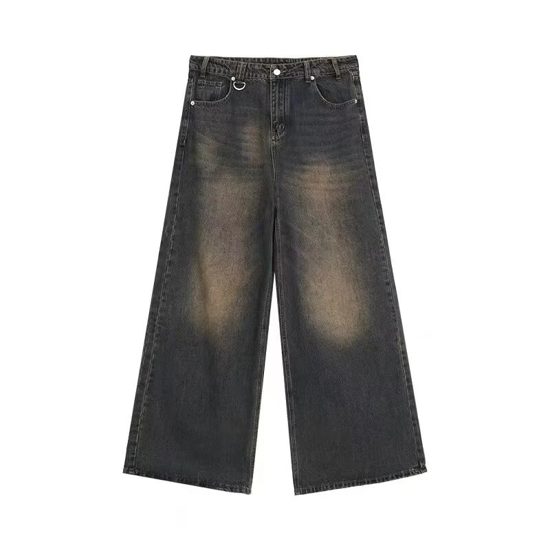Summer Men Baggy Jeans Unisex Vintage American Style Straight Wide Leg Denim Pants Fashion Casual Trousers 260310