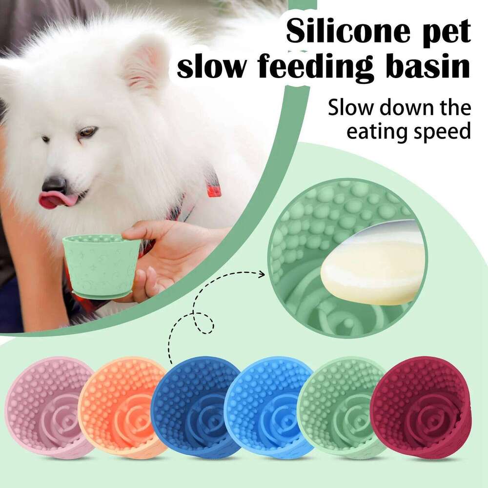 Lick Bowl, Anxiety Dog Licking Mat Freezer Treat Dispenser, Non-Slip Anti-Choking Silicone Slow Feeder Bowl for Dogs 26Y0312