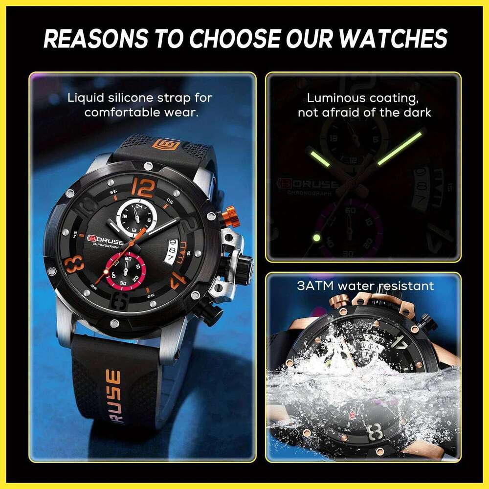 4pcs/set Business Watches & Jewellery Sets, Mens Quartz Waterproof Casual Sports Luminous Watch for Men Wristwatch