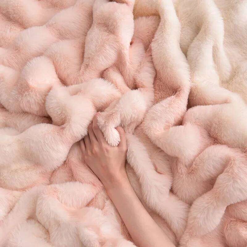 2024 new light four-piece set thickened warm milk velvet rabbit hair tie-dye bed sheet quilt cover H260312