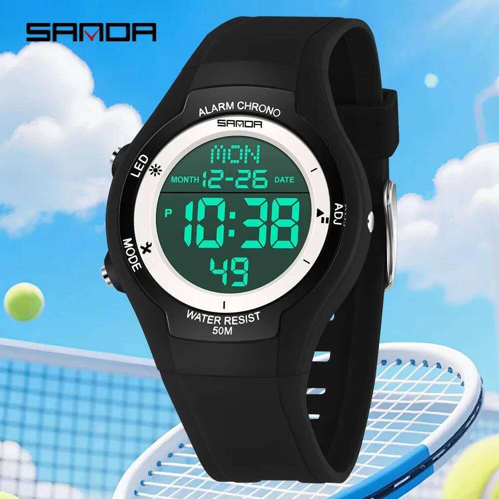 SANDA 6356 Sports Electronic Watch 5ATM Waterproof Luminous Light and Thin Multi functional Timing Alarm Clock Student Watch2026