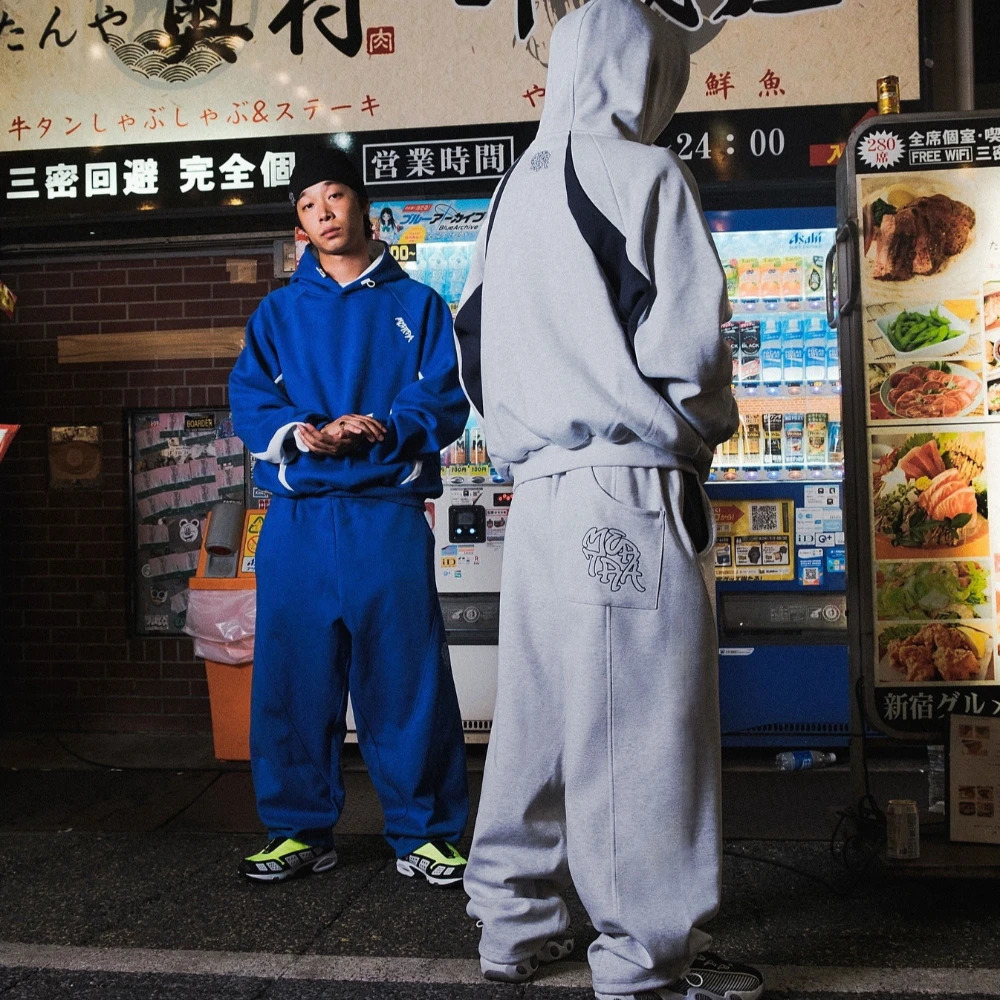 Autumn and winter trendy mens and womens high street Japanese casual sports letter hooded sweatshirt and pants set 260311