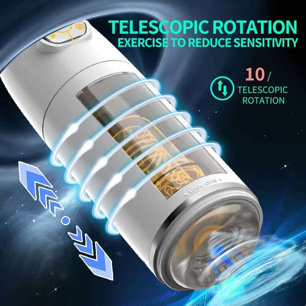 Automatic Telescopic Male Masturbation Cup Rotating Pocket Pussy Vibrators Realistic Vagina Penis Pump Sensation Sex Toys Z260312