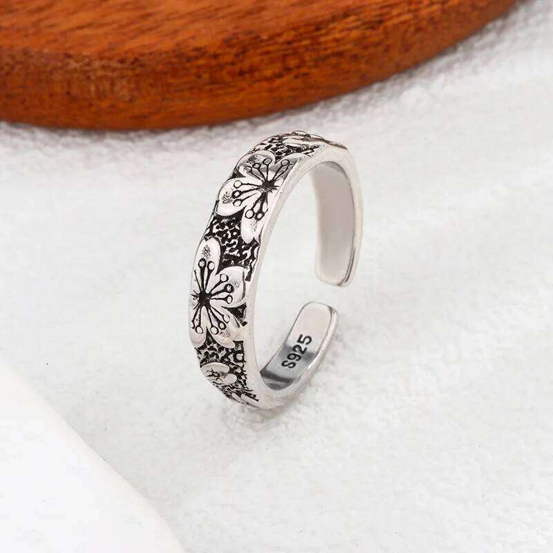 925 Sterling Silver Jewelry Carving Flower Wedding Rings For Women Couple Valentines Gift Prevent Allergy H260312