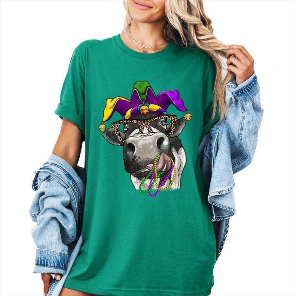 Cow Shirt Funny Women T-shirt Mardi Gras Festival Tees Graphic Tops Harajuku Y2k Accessories Sweatshirt Z260312