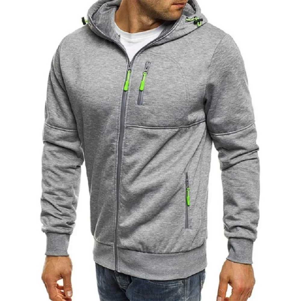 Mens Hoodies Long Sleeve Sweatshirt Zipper Design Hooded Sweatshirt for Men Clothing Sportswear Slim Fit Casual Jacket M260312