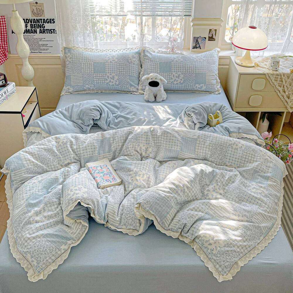 Ins Princess Bedding Floral Duvet Cover Flat Sheets Single Twin Double Size Bed Linen Set Back To School Season H260312