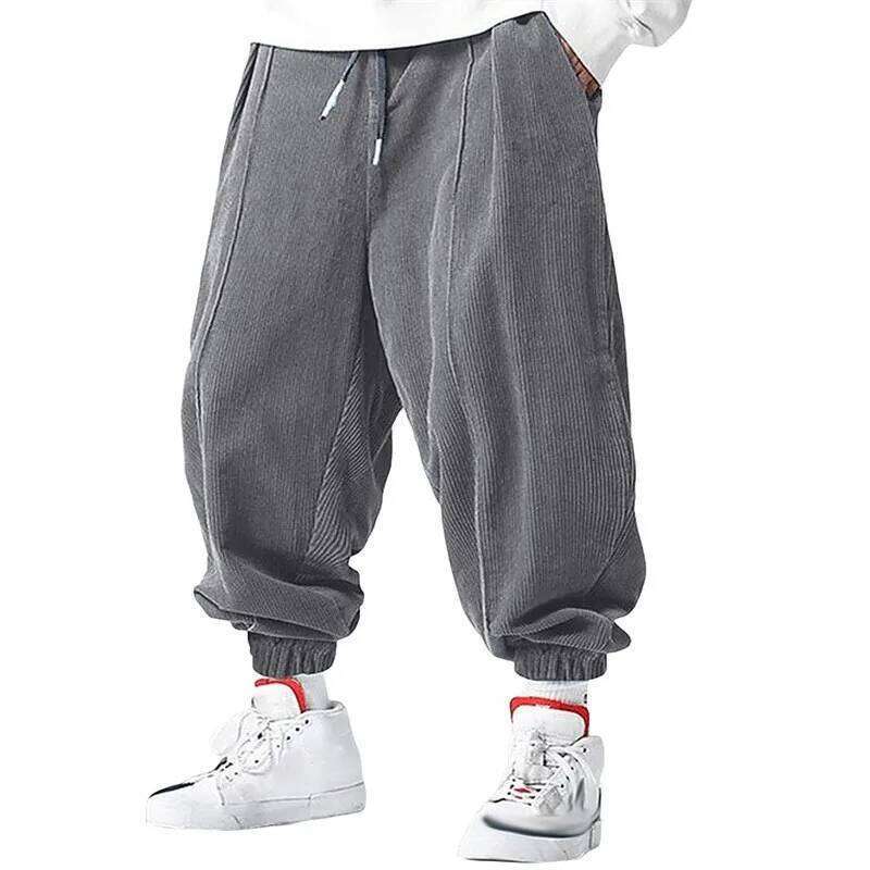 Fall Men's Casual Loose Drawstring Fashion High-End Hip-Hop Style Premium Corduroy - Trendy Cuffed Pants