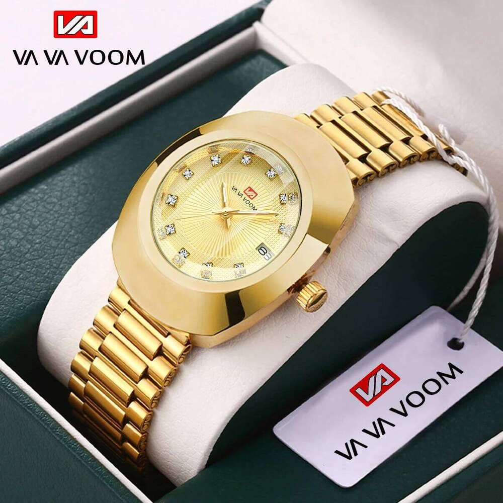 Top Fashion Stainless Steel Business Luxury Quartz Movement 40mm Elliptical Black Clock VA VOOM Brand Watch for Men