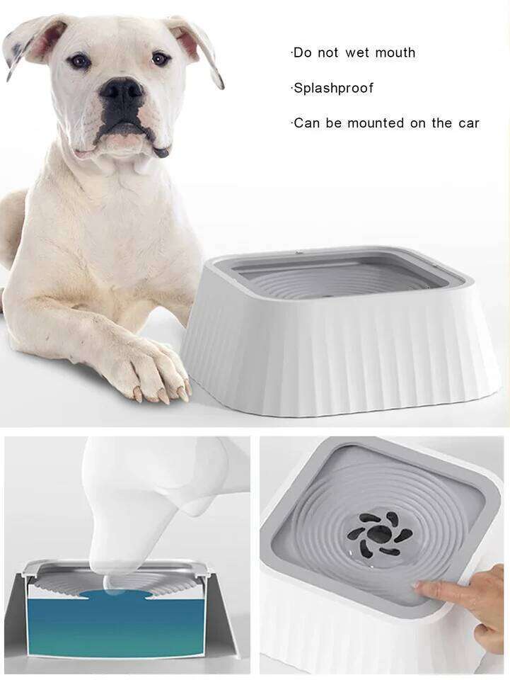 Fountain with Floating Plates No Spill Dog Water Bowl Clean Drinking Slow Feeder Anti-splash Dogs for Pet 26Y0312