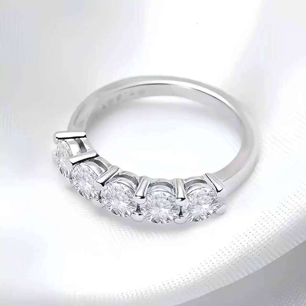 White Gold D Color 4mm Moissanite Ring for Women 1.5Ct Stone Match Diamond Wedding Band Bride S925 Sterling Silver Gra H260312