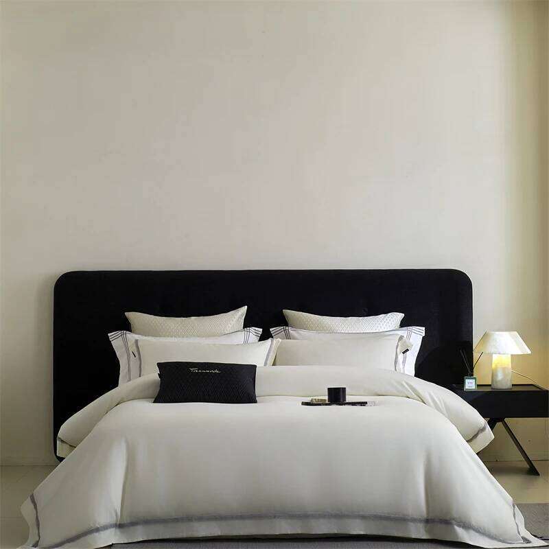 Lace Wide Edge Solid Color Simple Bedding Set 1000TC Egyptian Cotton Duvet Cover Flat/Fitted Bed Sheet Pillowcases 4Pcs H260312