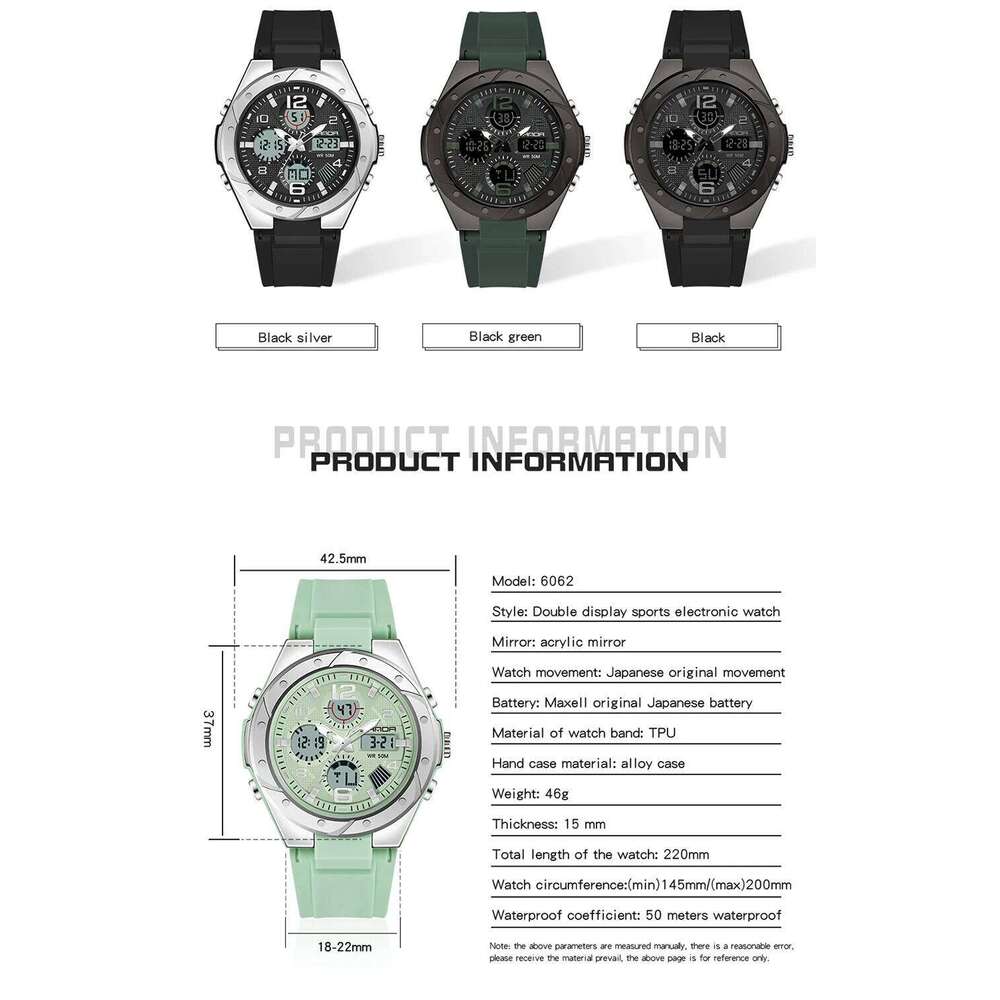 SANDA 6062 Fashion Dynamism Youth Sports Women Multifunction 50M Waterproof Quartz Watch LED Digital Casual Ms. Wristwatches-2