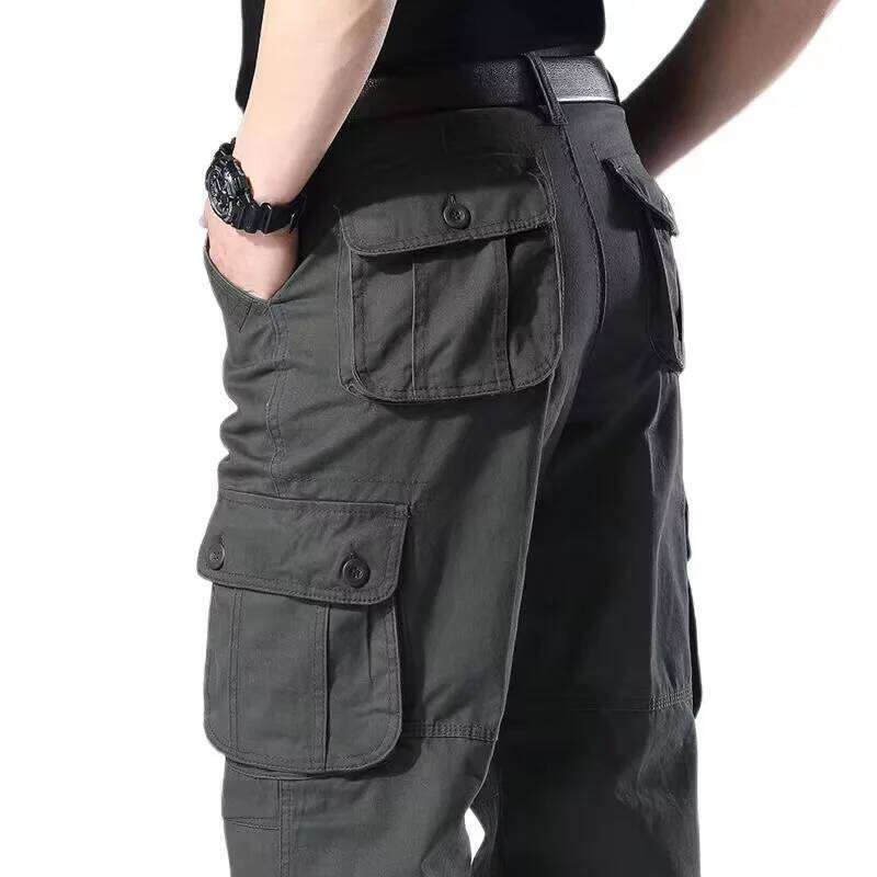 New Men 6 Pockets Fashion Cargo Quality Cotton Outdoor Male Casual Pants