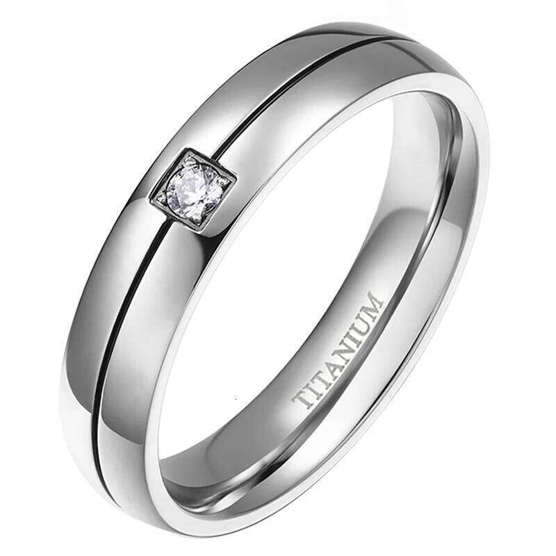 Somen Ring Women 4mm Titanium Simplicity Cubic Zirconia Wedding Band Engagement Rings Romantic Couple Jewelry Bague Femme H260312