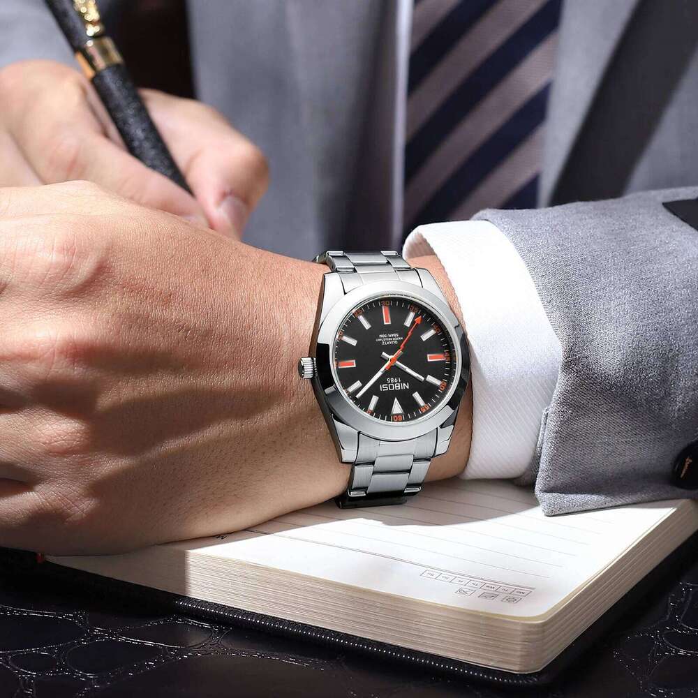 NIBOSI Stainless Steel Military Analog Quartz Watches for Men Waterproof Business Classic Design Luminous WristWatch