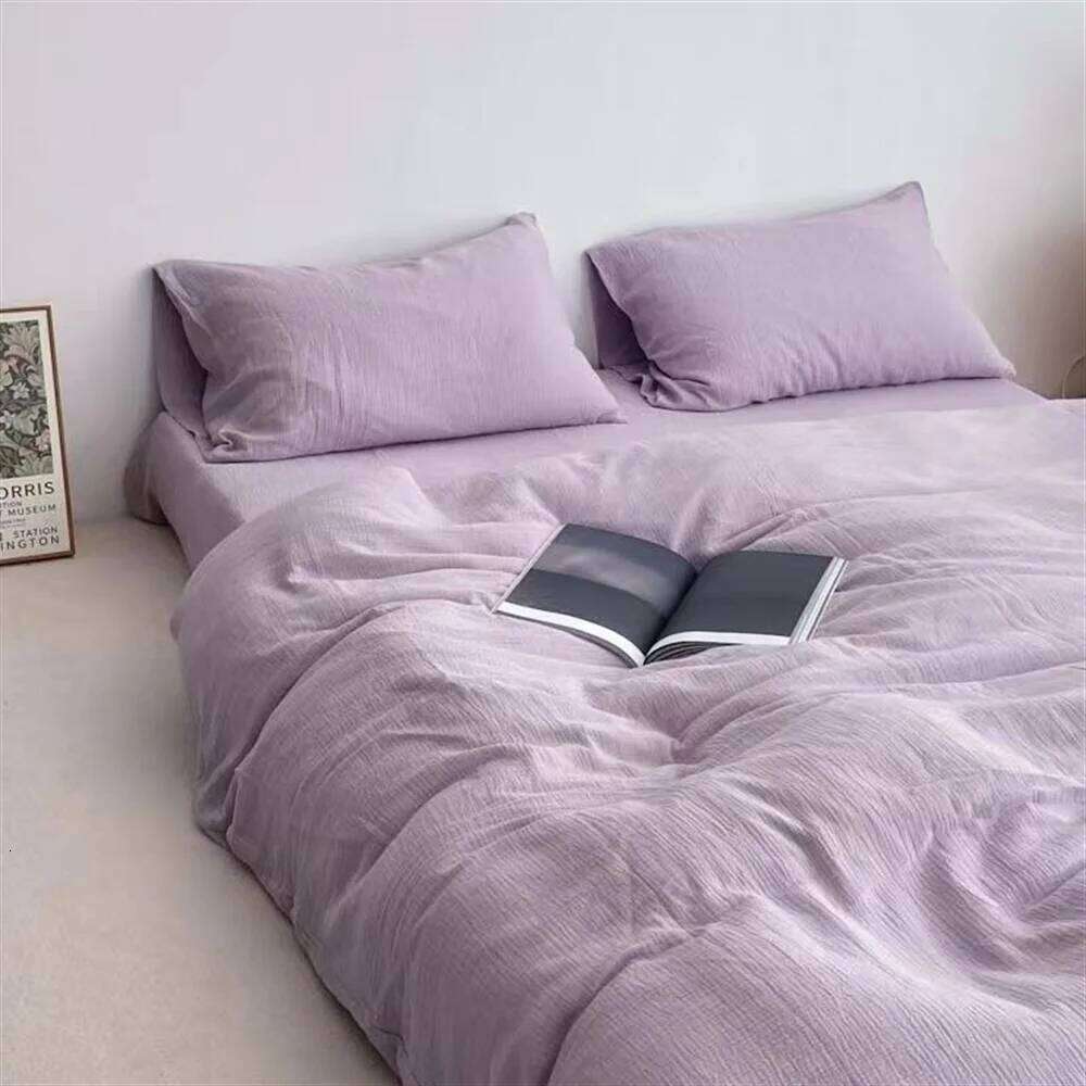 French Girls Pure Soft Washed Cotton Sheet Quilt Cover Pillowcase Bed Linens Handmade Embroidery Bedding Set H260312
