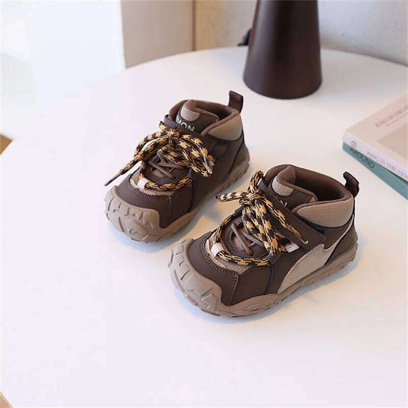 2025 New Autumn Children Leather High-help Kids Casual Shoes Non-slip Fashion Toddler Girls Boys Sneakers EU 22-30 H260312