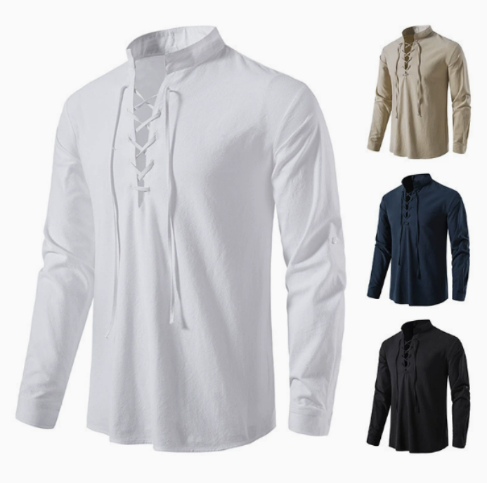 Men's Pants 2026 Men Elegant Stand Pockets Cotton Linen Solid White Black Ankle-Length Trouser Plus Size Mens Casual Straight Shirt With Collar C