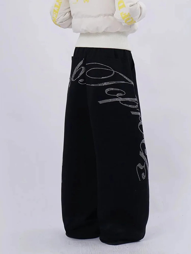 Harajuku Y2k Black Sweatpants Women Loose Vintage American Hop Pants Spring High Waist Bf Streetwear Letter Trousers 260310