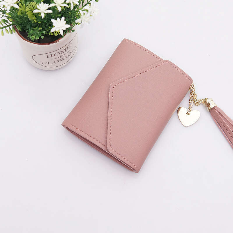 Luxury fashion wallet Short For Female Students Korean Style Heart Shaped Tassel Coin Purse Mini Fresh Multi Functional Folding Wallet