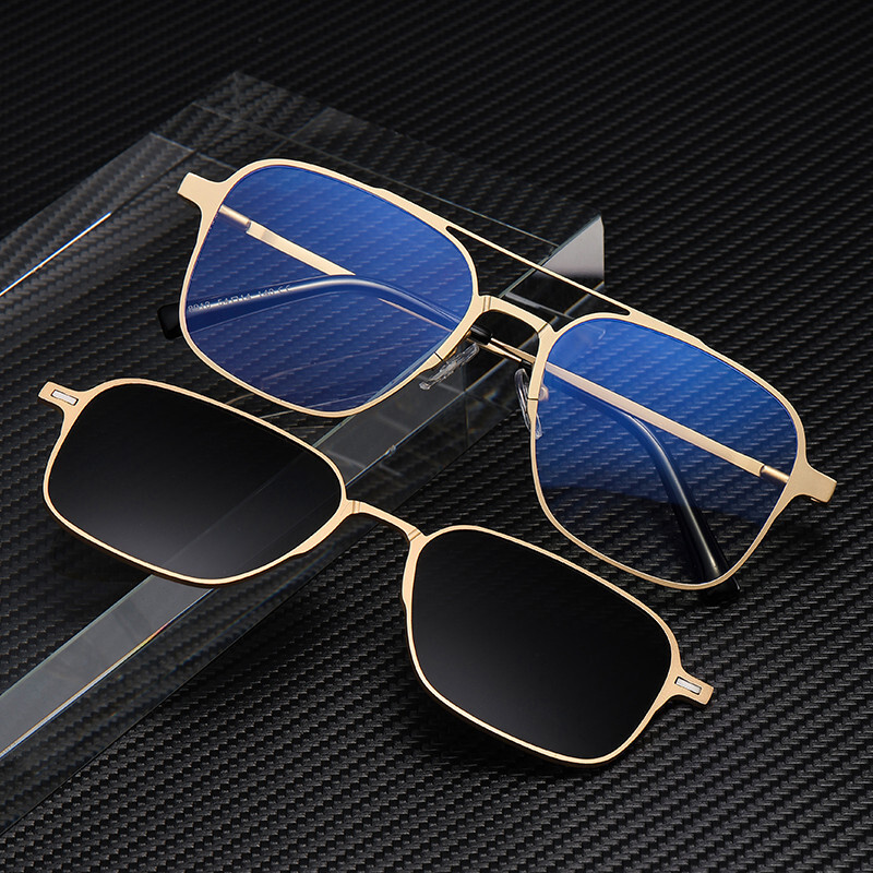 Multi-protective blue light blocking flat magnetic with square frame, polarized clip-on sunglasses men, suitable for driving and anti-glare