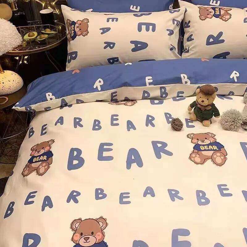 household Minimalist style bedding quilt set, single bed sheet brushed, washed cotton four piece set H260312