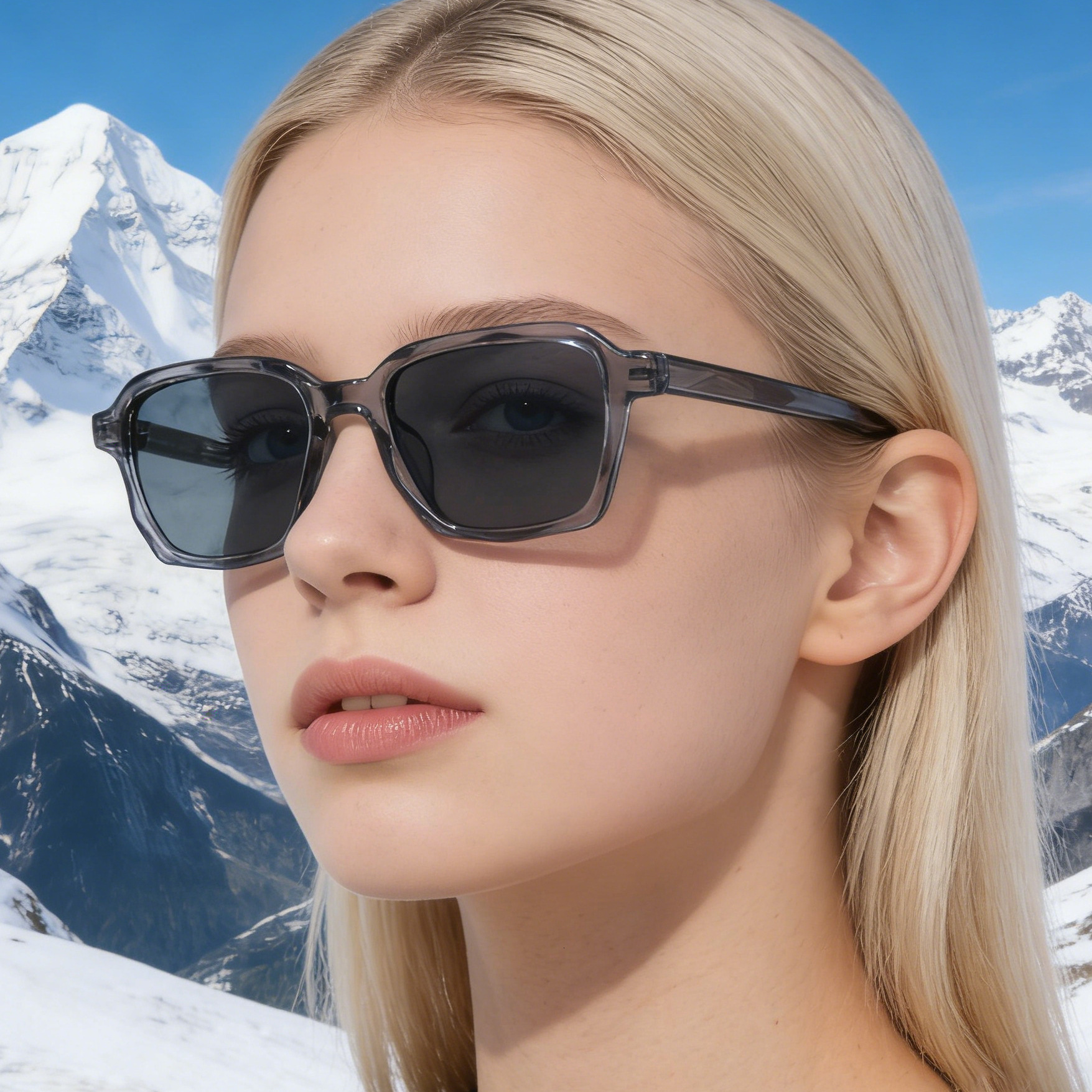 2026 New Fashion Square Small Frame Personalized Trendy Acetate Clip-On Sunglasses for Women,