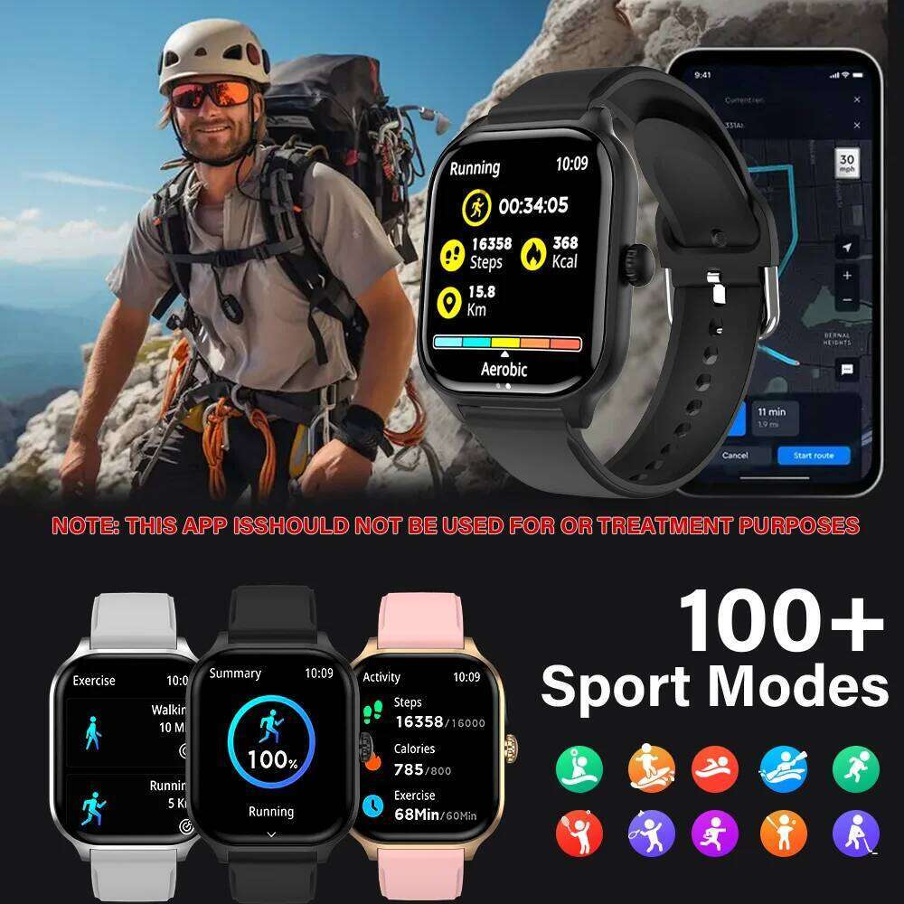 2025 New Smart H9 Plus Bluetooth Calling Health Monitoring Voice Assistant IP68 Waterproof Men Women Sports Watch