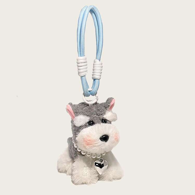 Original Cute Schnauzer Puppy Bag Girls Plush Doll Backpack Pendant Keychain Couple Gift