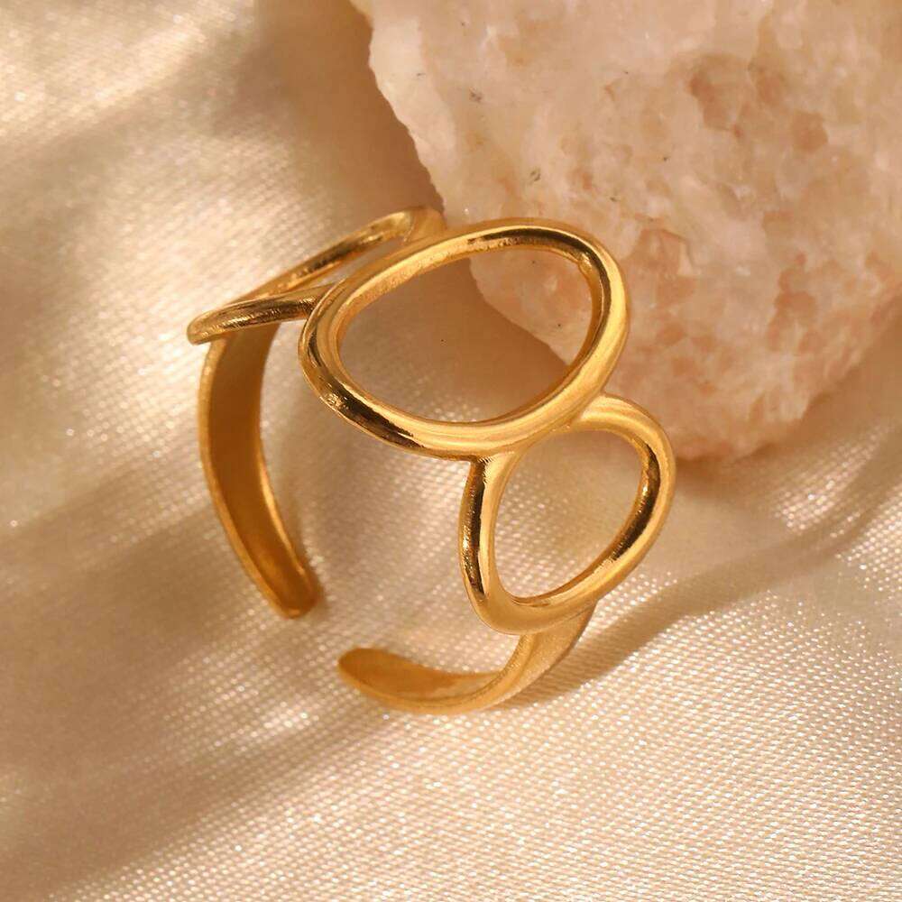 DGIDDK Stainless Steel Geometric Openwork Design Open Ring Unisex Simple And Fashionable Adjustable Finger Jewelry Party Gifts H260312