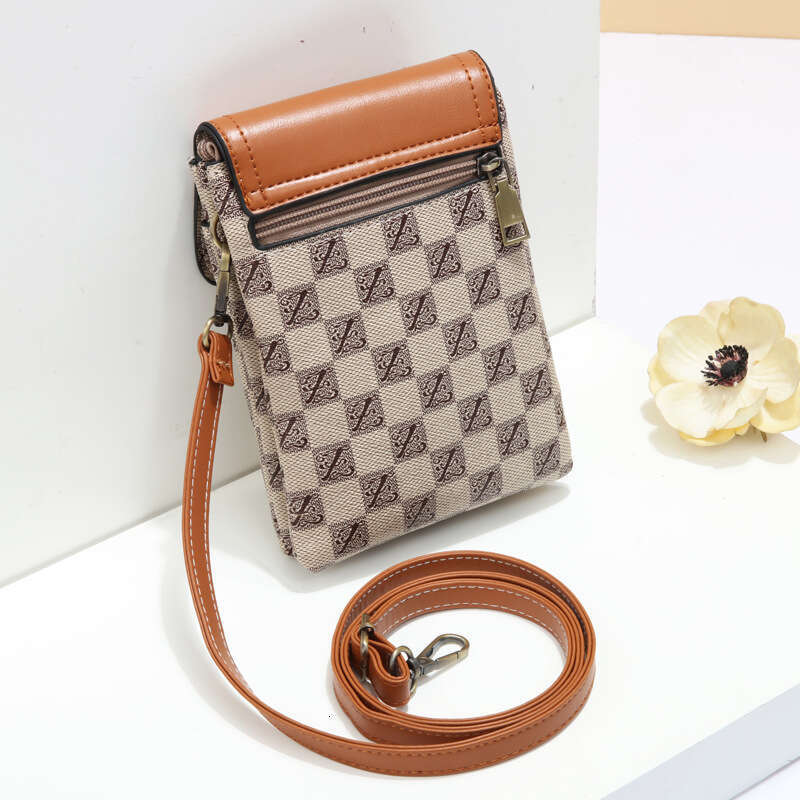 Luxury fashion wallet Women S Double Layer Crossbody Phone Trendy Letter Checkerboard Coin Mini Portable Shoulder Bag