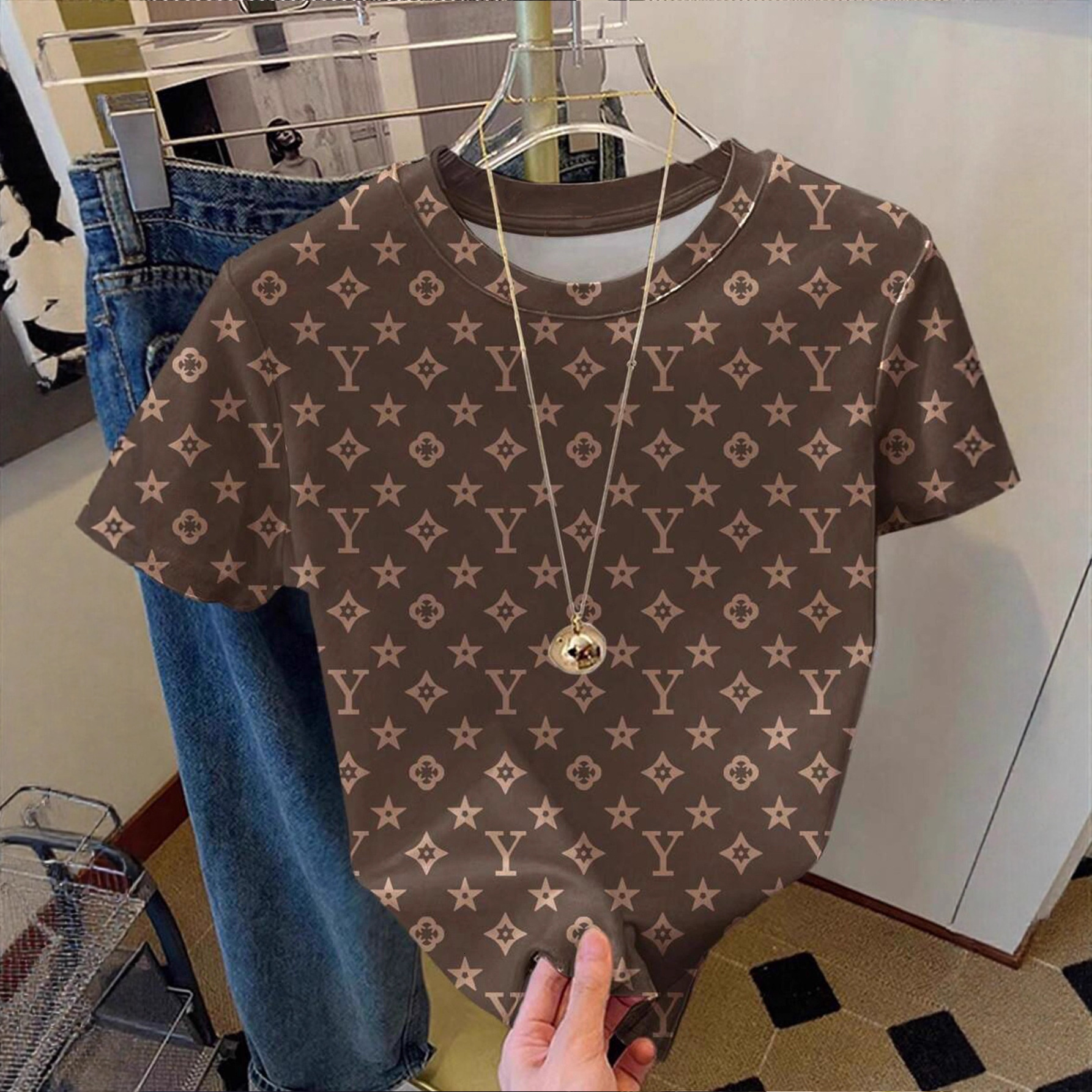 Luxury Brand Designer Clothes 2025 SHEIN Hot Sale, 3D Printed European And American Style Women's Fashion One Piece Straight Hair