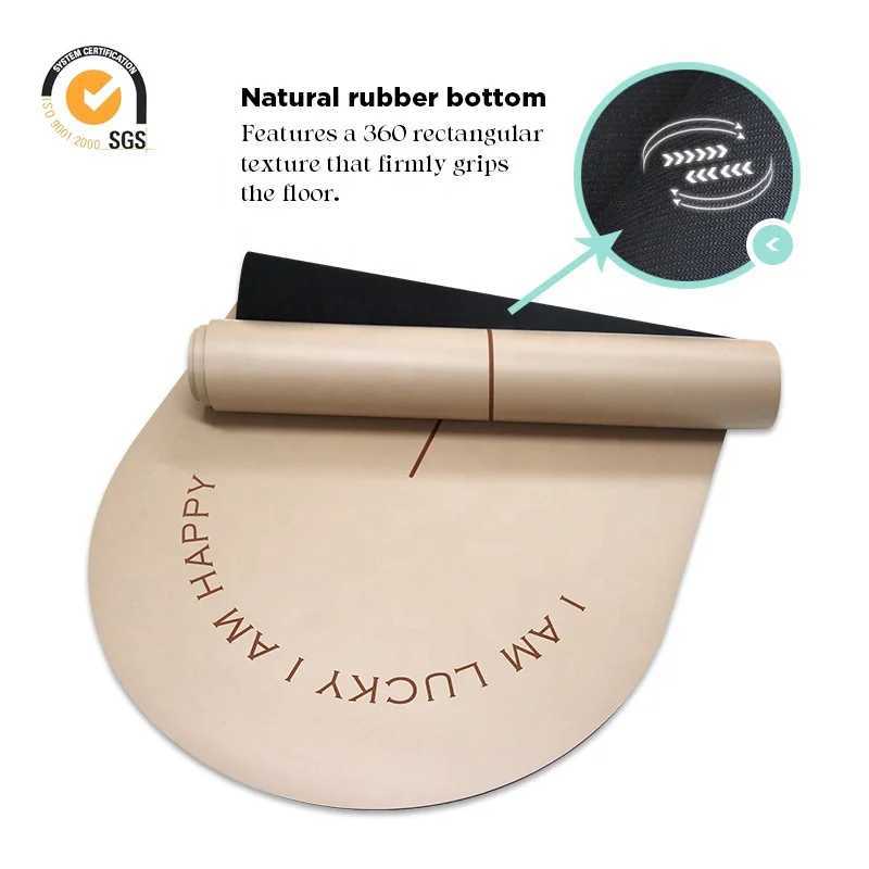Custom Factory Wholesale 45mm Thick Curve Oval U Shaped Coconut Milk Color Beige Matt PU Rubber Grounded Yoga Mat M260312