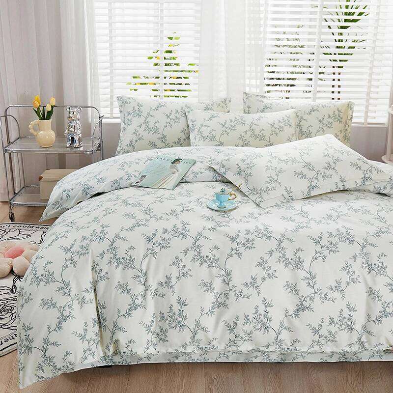 100% Cotton 3pc/Set Duvet Cover,No Filler,Floral Ins Style Skin-Friendly, Soft Comfortable Fabric,Single/Queen Size Bedding Set H260312