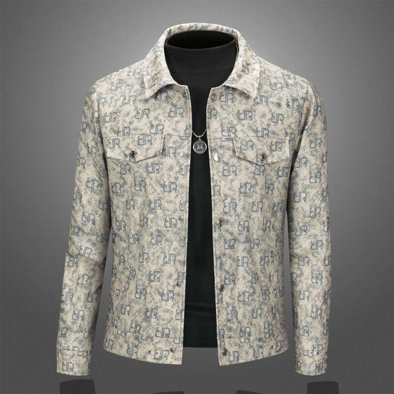 European Station Trendy Brand Autumn New Turn-Down Collar Jacket Fashion Loose Light Luxury High-End Casual Versatile Coat Men