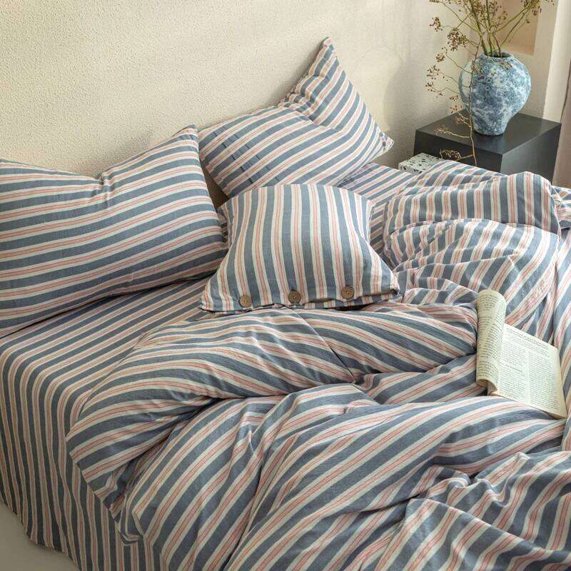 Stripe Style Bedsheet Set Skin-friendly Bedding Girls Boys Room Bedclothes Single/Double/Queen Size Bed Linen Sets H260312