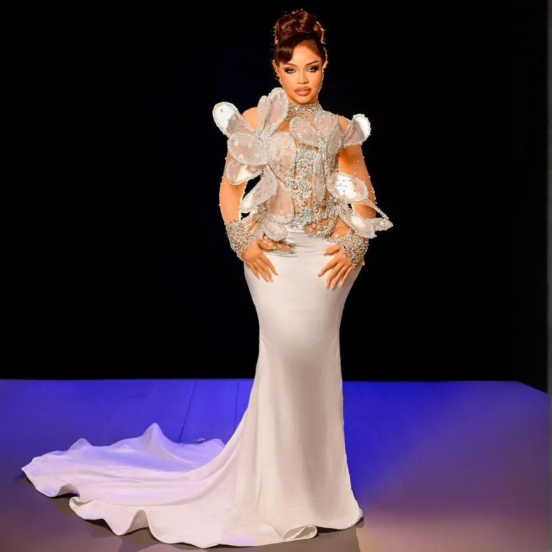 New 2026 Aso Ebi Prom for Black Women Mermaid Long Sleeves High Neck Illusion Rhinestones Promdress Evening Dresses Birthday Party Dress Guest Gowns 0
