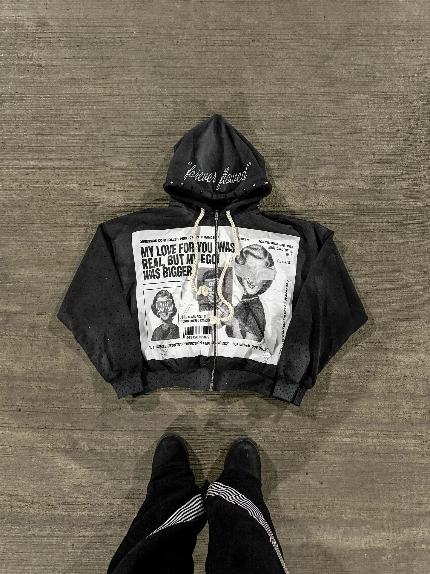 Streetwear Harajuku Retro Two Piece Men and Women Hip Hop Punk Patch Printed Loose Zipper Hoodie Fashion Casual Sports Pants 260311
