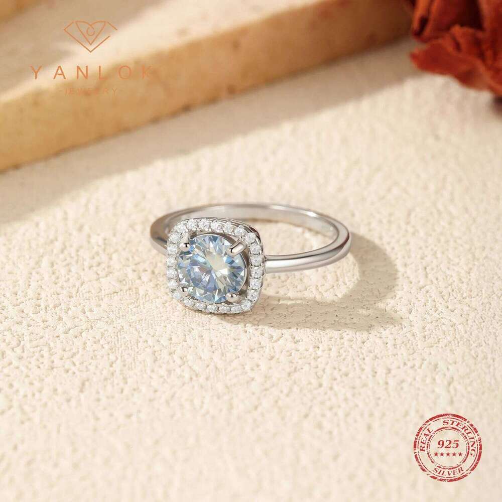 YANLOK 1CT VVS1 Clarity Moissanite 925 Sterling Silver Fashion Square Finger Rings For Women Fine Jewelry H260312