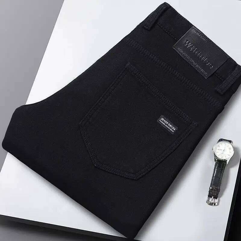 Wthinlee New Business Men's Jeans Casual Straight Stretch Fashion Classic Blue Black Work Denim Trousers Male Brand Clothing 26Y0312