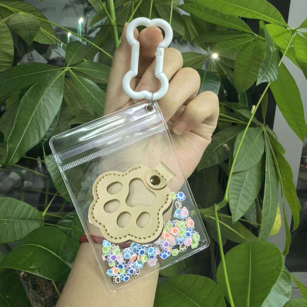 PU Storage Bag Commemorative Keychain for Dog and Cat Hair Paw Print Pendant Pet Ornament