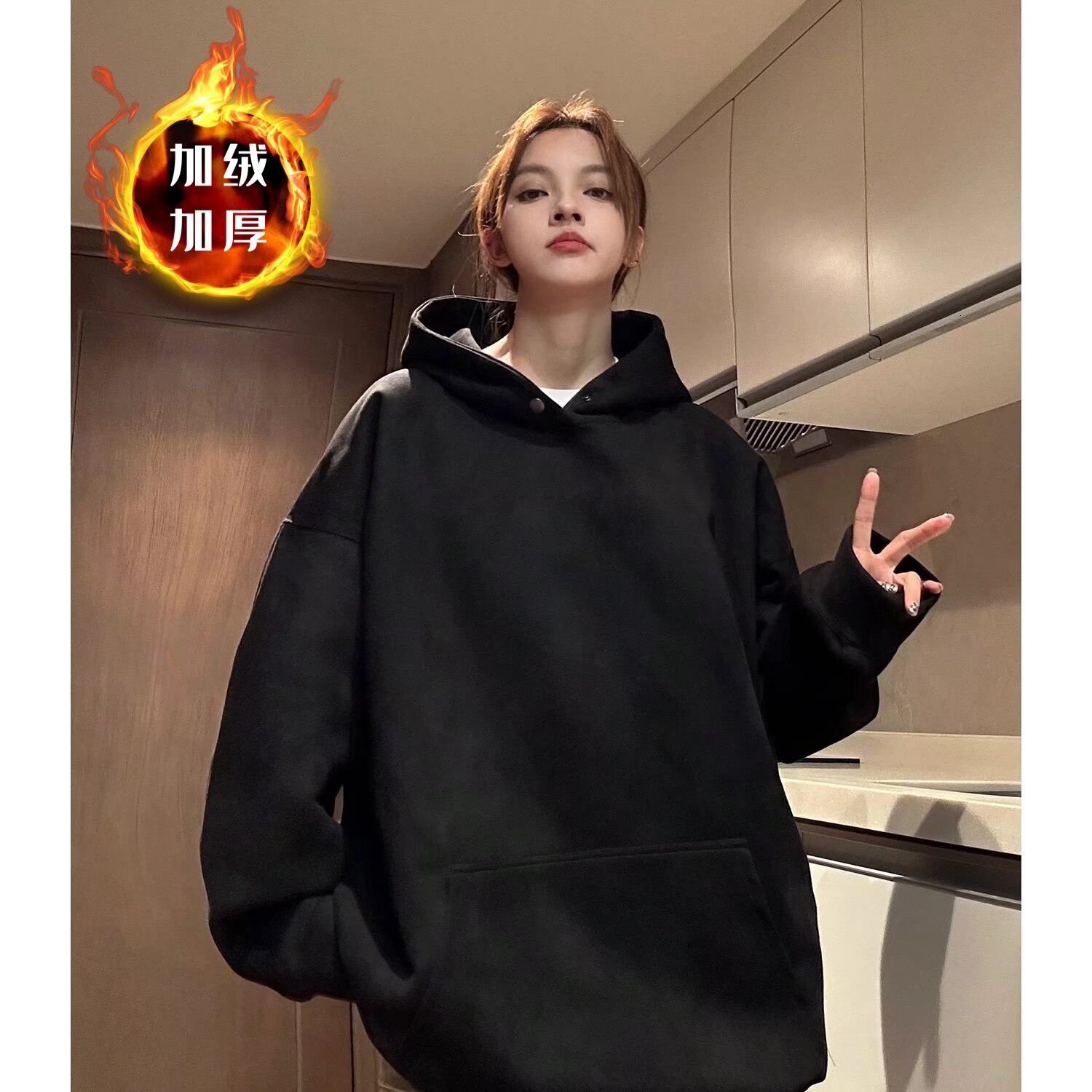 Solid Color Heavy-duty Suede Hooded Sweatshirt New Autumn And Designer Hoodie Winter Versatile Casual Fleece-lined Smooth Sweatshirt For Both Men And 