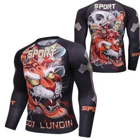 New personalized animal digital print quick-dry breathable sports slim-fit fitness long-sleeve T-shirt, fashionable and trendy