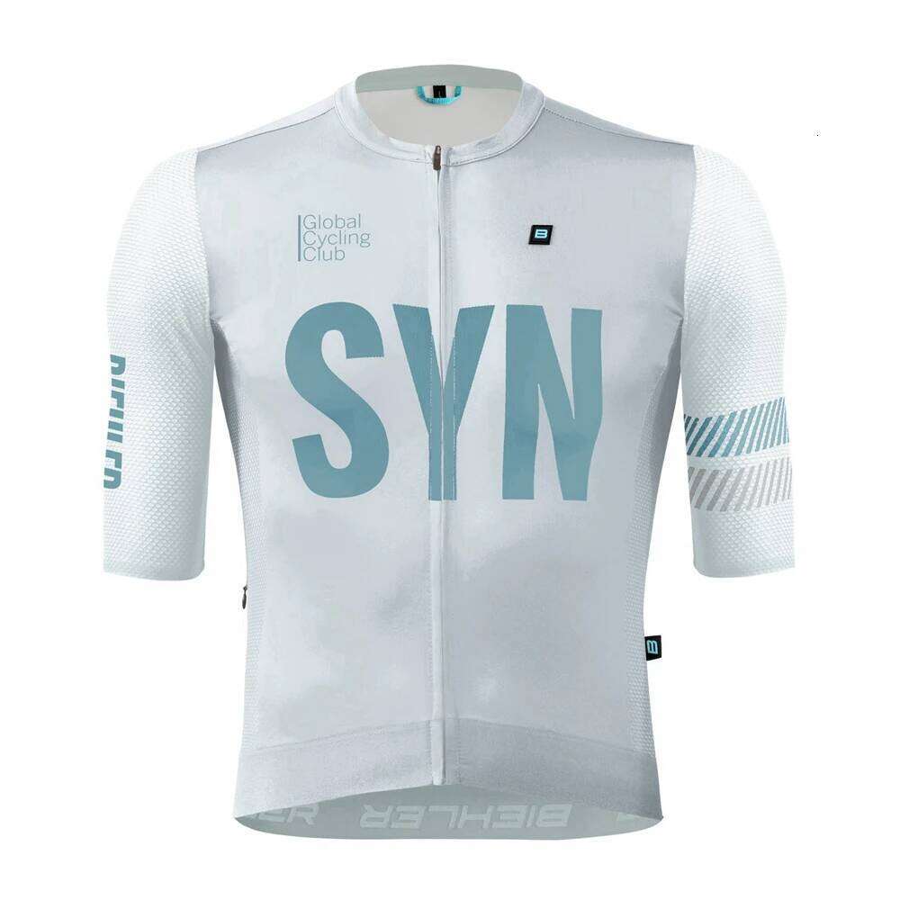 Silver-gray new SYN suit men's short-sleeved cycling jersey and bib shorts road matching Cycling Clothing 26Y0311