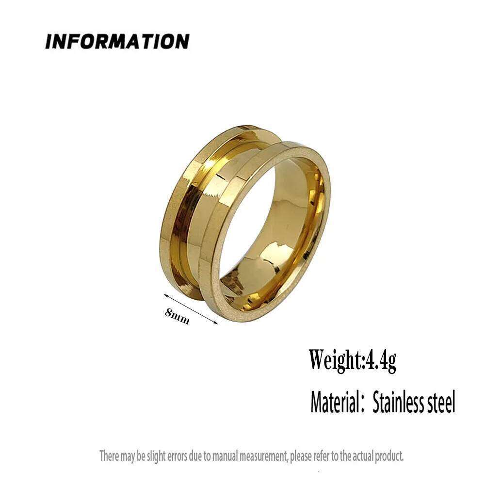 Stylish and charming stainless steel gold-plated men's simple fluted women's rings, wedding party jewelry H260312