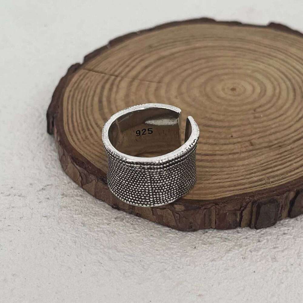 925 Sterling Silver Simple Women Fine Jewelry Finger Adjustable Open Vintage Wide Retro Ring For Party Birthday Gift H260312