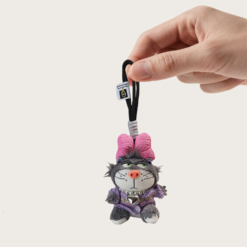 New bow-tie Lucifer cat bag and backpack pendant, plush toy keychain for girls